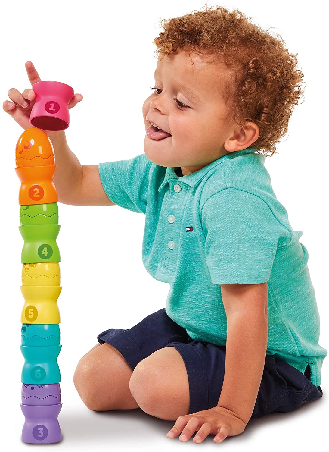 TOMY Toomies Hide and Squeak Big Egg Stacker Baby Toy,