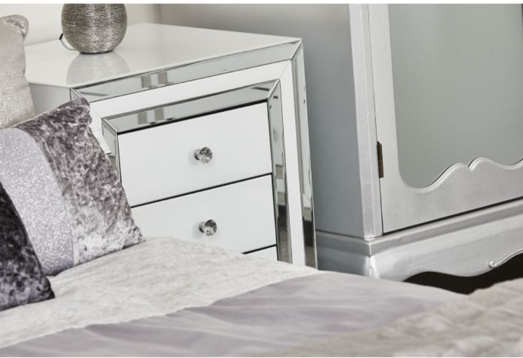 AVAH WHITE GLASS BEDSIDE