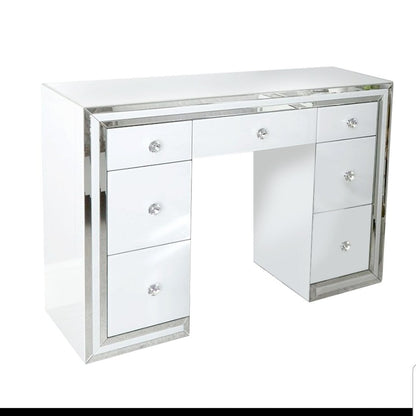 EVA WHITE GLASS 7 DRAWER DRESSING TABLE