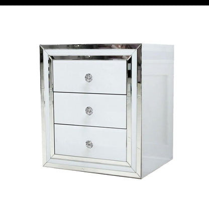 AVAH WHITE GLASS BEDSIDE