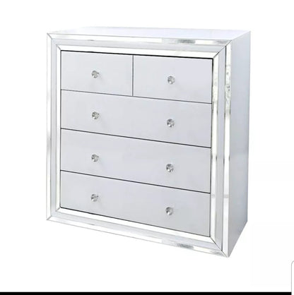 ROMA White Glass 3 + 2 Drawer Chest