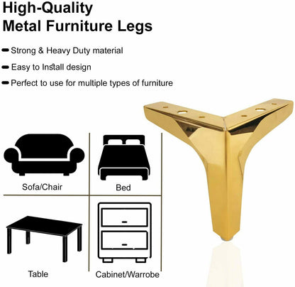 4x Modern Metal Gold Diamond Triangle Furniture Feet For Sofa