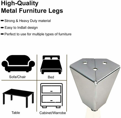 4x Modern Metal Diamond Triangle Furniture Feet For Sofa