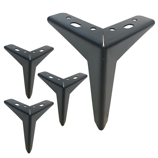 4x MODERN METAL DIAMOND TRIANGLE BLACK FURNITURE FEET FOR SOFA