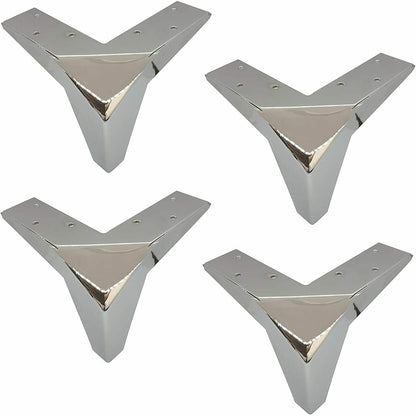 4x MODERN METAL DIAMOND TRIANGLE FURNITURE FEET FOR SOFA